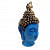 Polyresin Buddha Head Figurine Idol Decorative Showpiece - 15 cm  (Polyresin, Dark Blue, Gold) - rear_view