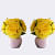 Artificial Triple Flower Plant for Home Decoration (Yellow) - front_view
